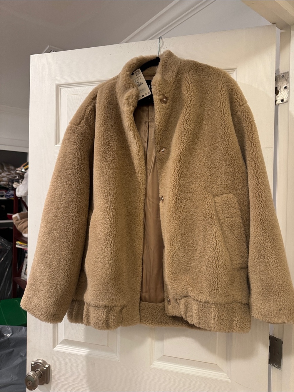 Zara Women's Tan Sherpa Puffer Jacket